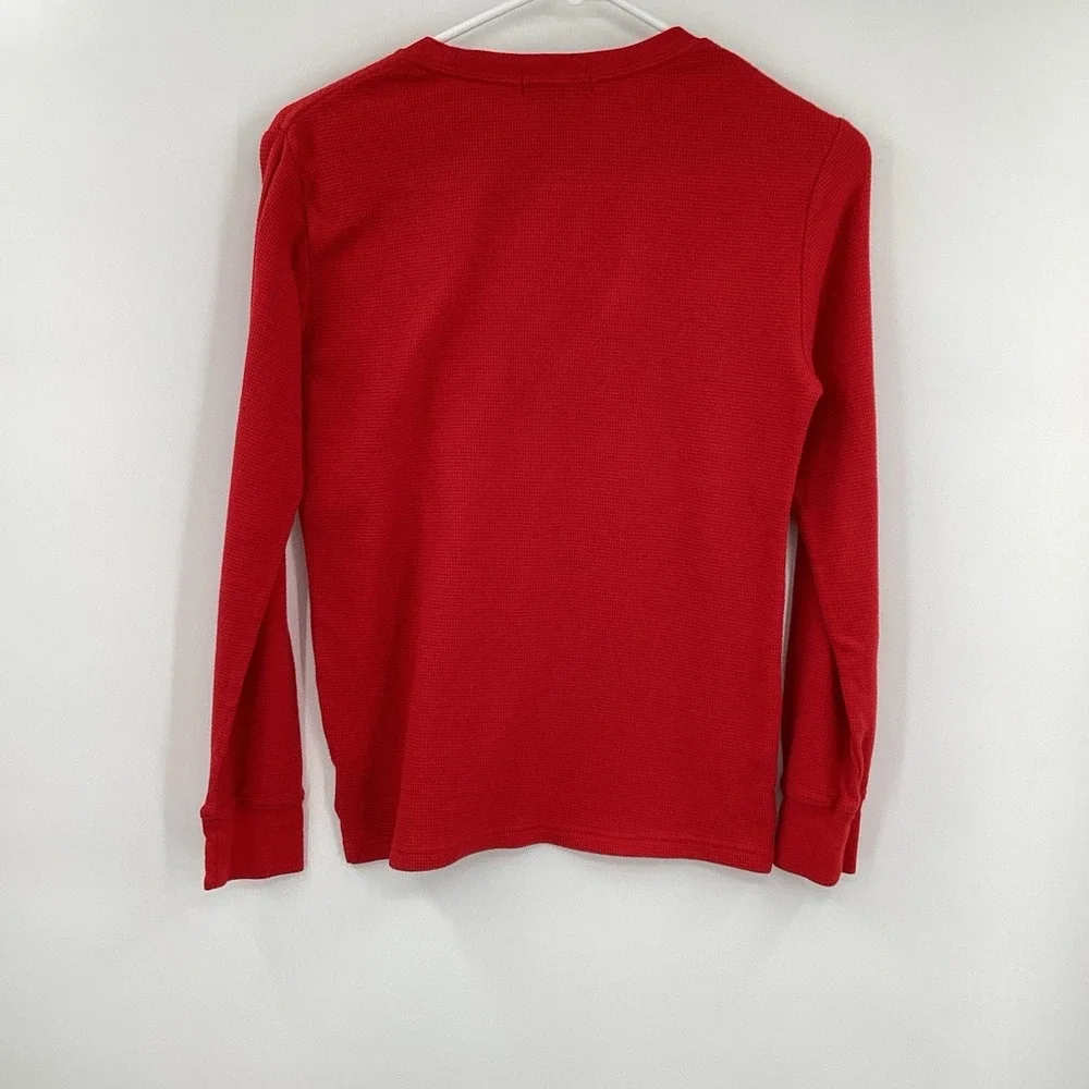 Boys Polo Ralph Lauren Long Sleeved Thermal Waffle Knit‎ Shirt Red Large (14-16)